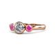 1 - Avrit Diamond and Pink Sapphire Three Stone Engagement Ring 