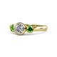 1 - Avrit Diamond and Green Garnet Three Stone Engagement Ring 