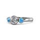 1 - Avrit Diamond and Blue Topaz Three Stone Engagement Ring 