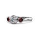 1 - Avrit Diamond and Red Garnet Three Stone Engagement Ring 