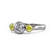 1 - Avrit Yellow and White Diamond Three Stone Engagement Ring 