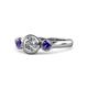 1 - Avrit Diamond and Iolite Three Stone Engagement Ring 