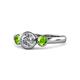 1 - Avrit Diamond and Peridot Three Stone Engagement Ring 