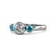 1 - Avrit Diamond and London Blue Topaz Three Stone Engagement Ring 