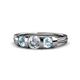 1 - Raea 1.13 ctw Natural Diamond (5.00 mm) With Aquamarine Three Stone Ring  
