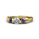 1 - Raea 1.13 ctw Natural Diamond (5.00 mm) With Iolite Three Stone Ring  