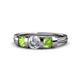 1 - Raea 1.19 ctw Natural Diamond (5.00 mm) With Peridot Three Stone Ring  