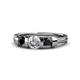 1 - Raea 1.13 ctw Natural Diamond (5.00 mm) With Black Diamond Three Stone Ring  