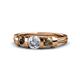 1 - Raea 1.07 ctw Natural Diamond (5.00 mm) With Smoky Quartz Three Stone Ring  