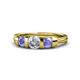 1 - Raea 1.07 ctw Natural Diamond (5.00 mm) With Tanzanite Three Stone Ring  