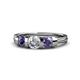 1 - Raea 1.13 ctw Natural Diamond (5.00 mm) With Iolite Three Stone Ring  