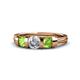 1 - Raea 1.19 ctw Natural Diamond (5.00 mm) With Peridot Three Stone Ring  