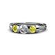 1 - Raea 1.10 ctw Natural Diamond (5.00 mm) With Yellow Diamond Three Stone Ring  