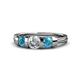 1 - Raea 1.16 ctw Natural Diamond (5.00 mm) With London Blue Topaz Three Stone Ring  