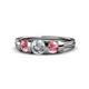 1 - Raea 1.13 ctw Natural Diamond (5.00 mm) With Pink Tourmaline Three Stone Ring  