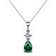 1 - Zaila Pear Shape Emerald and Round Natural Diamond Two Stone Pendant 