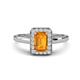 1 - Karah 0.73 ctw Citrine Emerald Shape (6x4 mm) Accented Side Natural Diamond Halo Engagement Ring 
