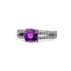 1 - Leilani Cushion Cut Amethyst and Diamond Solitaire Plus Engagement Ring 
