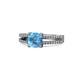 1 - Leilani Cushion Cut Blue Topaz and Diamond Solitaire Plus Engagement Ring 