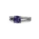 1 - Leilani Cushion Cut Iolite and Diamond Solitaire Plus Engagement Ring 