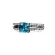 1 - Leilani Cushion Cut London Blue Topaz and Diamond Solitaire Plus Engagement Ring 
