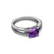 2 - Leilani Cushion Cut Amethyst and Diamond Solitaire Plus Engagement Ring 