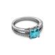2 - Leilani Cushion Cut London Blue Topaz and Diamond Solitaire Plus Engagement Ring 
