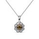 1 - Urania 0.88 ctw Smoky Quartz (5.00 mm) and Lab Grown Diamond Floral Halo Pendant 