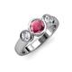 2 - Naava Rhodolite Garnet and Diamond Three Stone Engagement Ring 