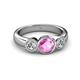 3 - Naava Pink Sapphire and Diamond Three Stone Engagement Ring 
