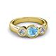 3 - Naava Blue Topaz and Diamond Three Stone Engagement Ring 