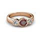 3 - Naava Red Garnet and Diamond Three Stone Engagement Ring 
