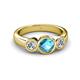 3 - Naava London Blue Topaz and Diamond Three Stone Engagement Ring 