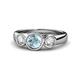 1 - Naava Aquamarine and Diamond Three Stone Engagement Ring 