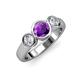 2 - Naava Amethyst and Diamond Three Stone Engagement Ring 