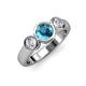 2 - Naava London Blue Topaz and Diamond Three Stone Engagement Ring 