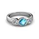 3 - Naava London Blue Topaz and Diamond Three Stone Engagement Ring 