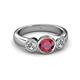 3 - Naava Ruby and Diamond Three Stone Engagement Ring 