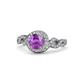 1 - Hana Signature Amethyst and Diamond Halo Engagement Ring 
