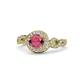1 - Hana Signature Rhodolite Garnet and Diamond Halo Engagement Ring 