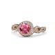 1 - Hana Signature Pink Tourmaline and Diamond Halo Engagement Ring 