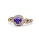 1 - Hana Signature Iolite and Diamond Halo Engagement Ring 