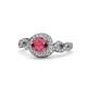 1 - Hana Signature Rhodolite Garnet and Diamond Halo Engagement Ring 