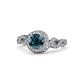 1 - Hana Signature Blue and White Diamond Halo Engagement Ring 