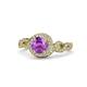 1 - Hana Signature Amethyst and Diamond Halo Engagement Ring 
