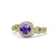 1 - Hana Signature Iolite and Diamond Halo Engagement Ring 