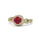 1 - Hana Signature Ruby and Diamond Halo Engagement Ring 