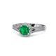 1 - Levana Signature Emerald and Diamond Halo Engagement Ring 
