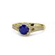 1 - Levana Signature Blue Sapphire and Diamond Halo Engagement Ring 