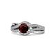 1 - Aimee Signature Red Garnet and Diamond Bypass Halo Engagement Ring 